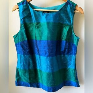 NWT‎ TALBOTS Striped Silk Sleeveless Blouse Career Office Shiny Tailored 10
